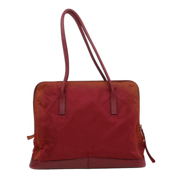 PRADA Tote Bag Nylon Leather Red Auth bs2046 - Picture 2 of 16